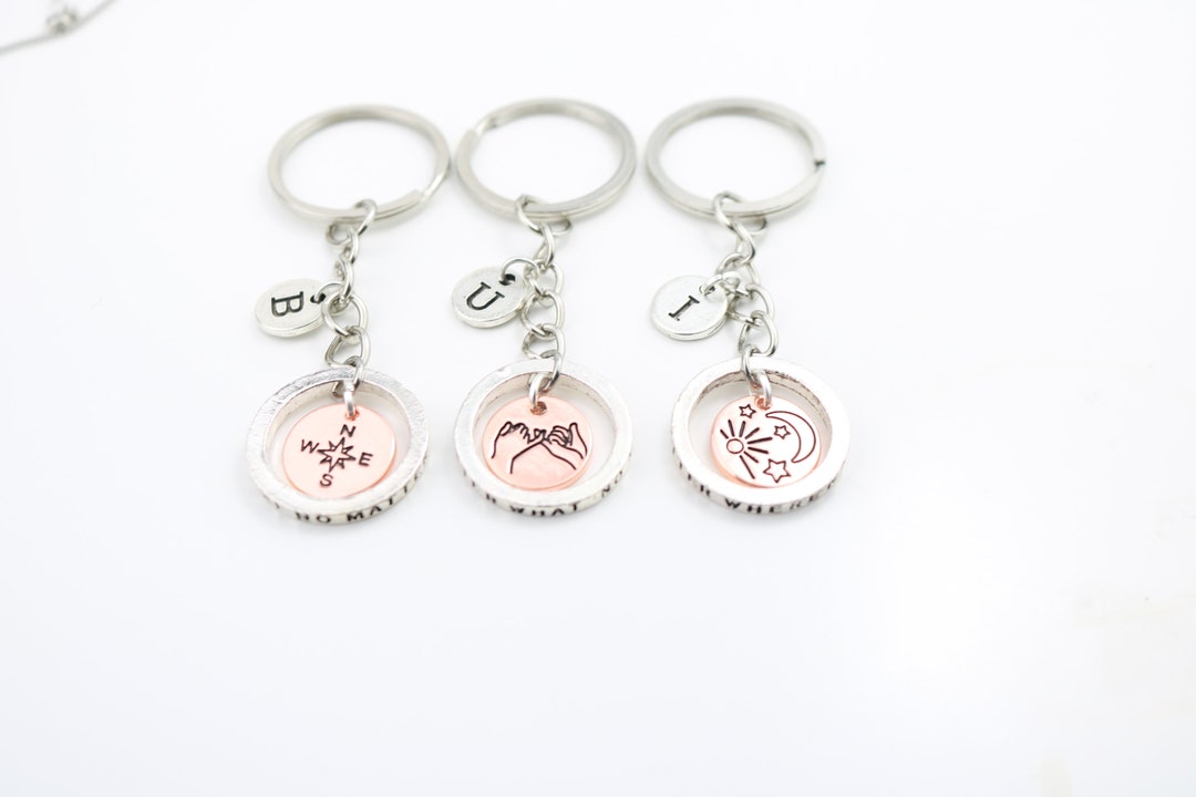 3 Best Friend Keychain Personalized Initial Matching Etsy