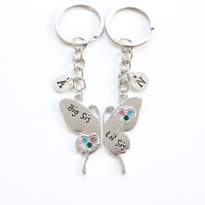 Llaveros a juego Big Sis y Lil Sin, Regalos para hermanas, Regalo de hermana de hermana, Llaveros personalizados únicos, Regalos para hermanos