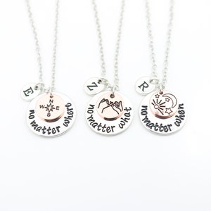 Collares de amistad personalizados para 3 con brújula y amuletos de promesa meñique para niñas, 3 regalos de hermana, regalo de larga distancia, regalos Bestie