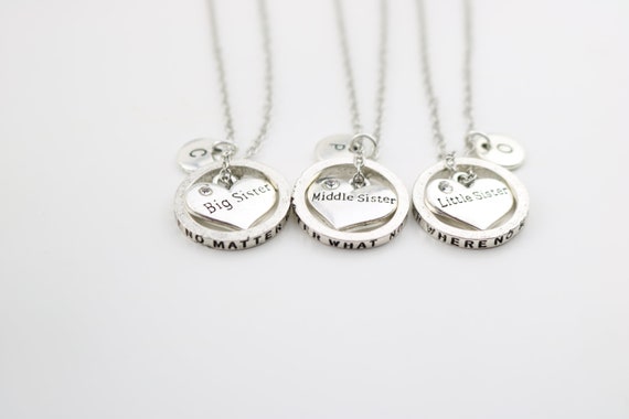 3 Sisters Necklace Set of 3 Necklaces With Birthstones Heart Necklace Set Sisters  Necklace Set Big Sister, Middle Sister, Little Sis - Etsy | Sister necklace  set, Sister necklaces for 3, Sister necklace