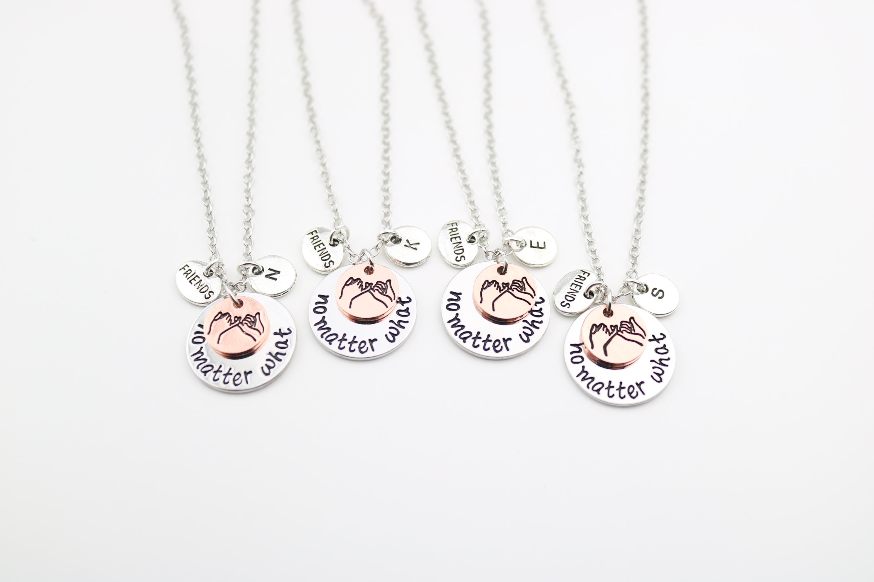 Pinky Promise Necklace Set, Friendship Jewelry, Personalized Charm