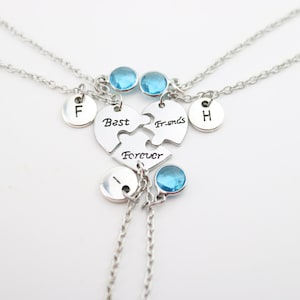 BFF Necklace Set of 3: Personalized Initial Charms, Friendship Jewelry