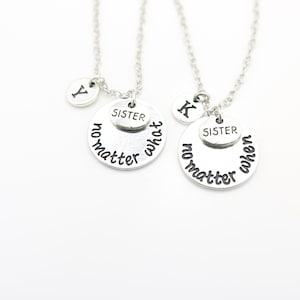 Conjunto de collar de hermana a juego para 2, Joyas iniciales personalizadas para dos hermanas, Regalos únicos para hermanos, Regalos para hijas