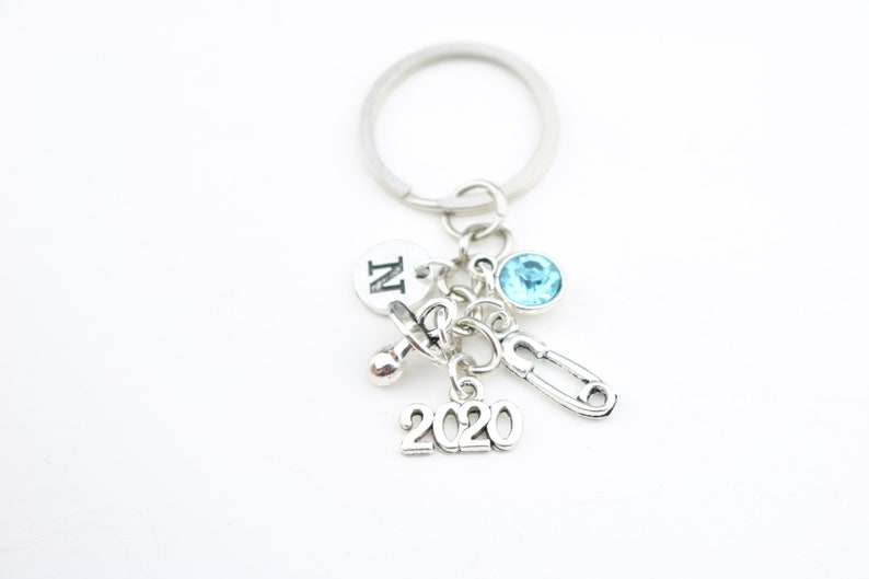 Newborn keyring gift 2020, gift for new parents, Baby Birth Gift, 2020 New Baby Gift, Baby Keychain, personalized key ring baby shower gift image 1