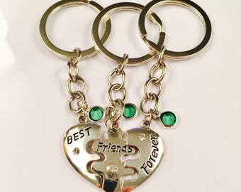 Best Friends Forever keychains, gift set of 3, Keychain gift for best friends, Best Friend Keychains, Gift to Friend, Best bitches keyring