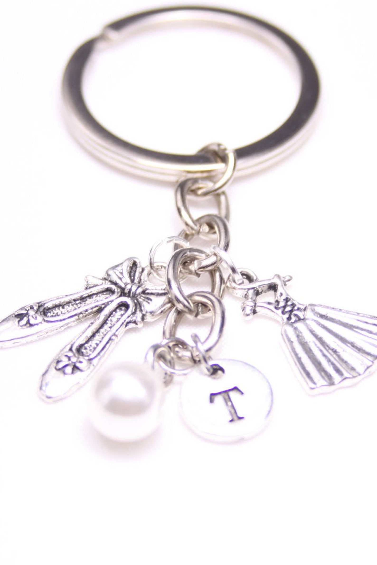 personalized ballerina keychain gift, ballet shoes dress keyring gift, dancer keychain, gift for best friend, gift for friend, g