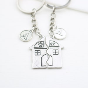 Split House Puzzle Keychain For BF GF set of 2, Moving in Together Gift For Boyfriend, 2 New Home gift, New House Gift, housewarming gift image 4