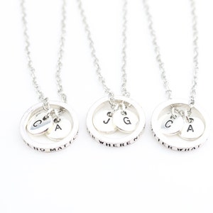 Set of 3 Matching Friendship Necklaces with Personalized Initials