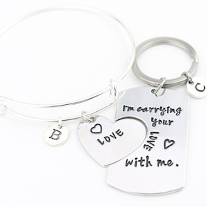 Love Bracelet and Matching Keychain Set for Couple
