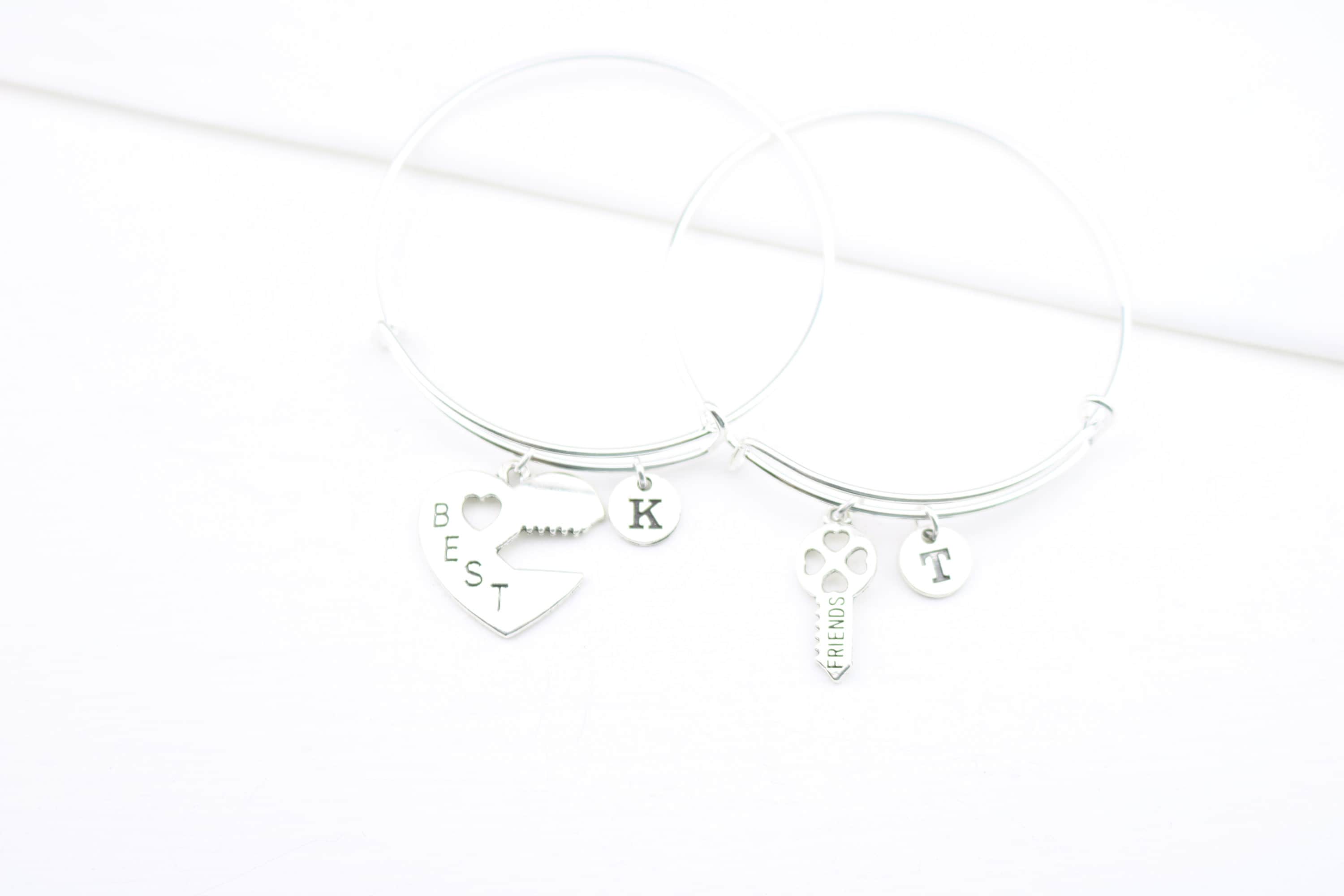 BFF Bangle Set for 2: Heart & Key Puzzle, Matching Friendship Jewelry ...