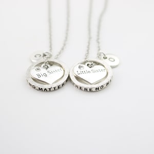 Sister Necklace Set of 2, Sister Gift for 2, Two Sisters Necklaces, Sister Jewelry, Big and little, Personalized, Charm Necklaces, Matching