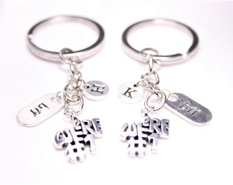 Best Friend Keychain, BFF Keychain, Personalized Jewelry, Friendship gift, Friend Keyring, Keychain set of 2, Two friend gift, BFF Jewelry