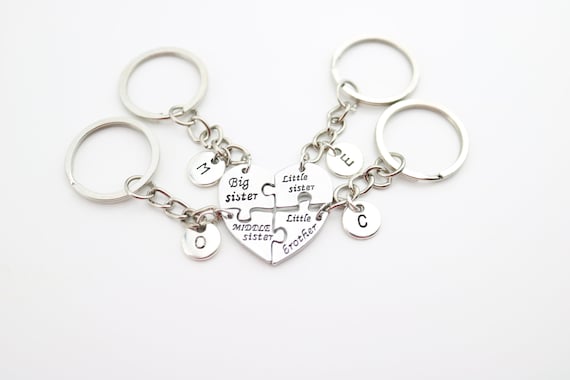 Family Keychains Big Middle Little Sister Little Brother Gifts