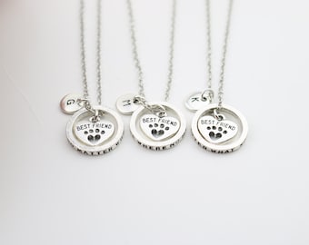 BFF Necklace Set of 3, Best Friend Jewelry, Personalized Initial Charm