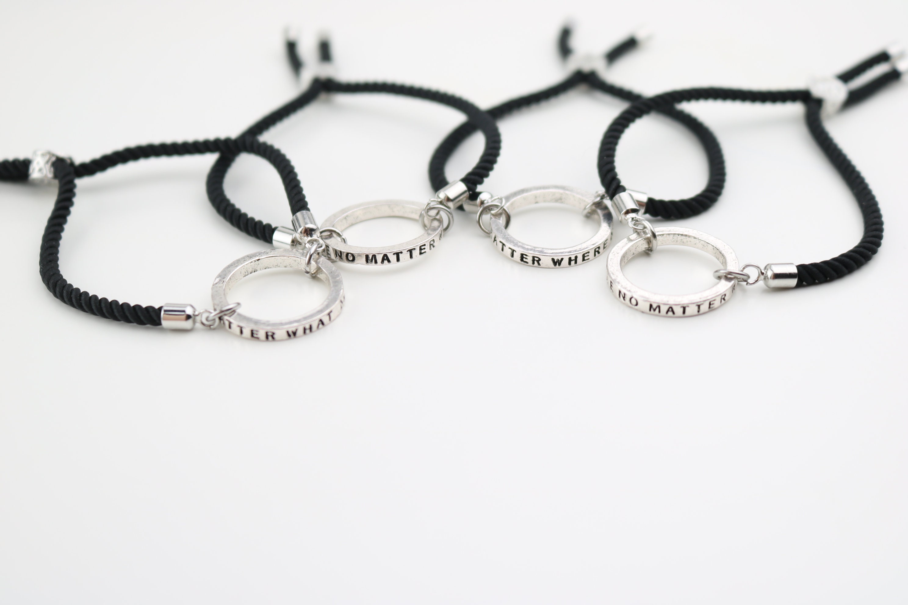 Matching Bracelets for 4 Graduates, 4 Best Friend Gifts, Friendship Set of  4, Adjustable Minimalist Black Cord Wrap, Christmas, Man Woman - Etsy