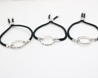Vriendschapsarmband set van 3: minimalistische zwarte koordbeloftes