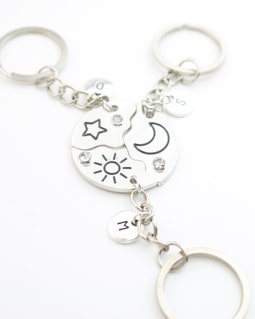 INFINITY MOON キーホルダー 3点セット Matching Moon Sun Star Keychain Set for 3 - Personalized BFF