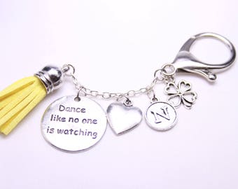 Personalized Tassel Keychain: Good Luck Charm, Dance Quote Gift