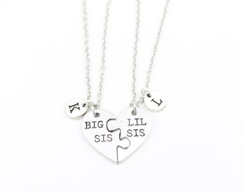 Big Sis & Lil Sis Matching Necklace Set Personalized with Initials