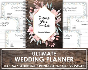 printable wedding planner pdf printable wedding planner binder etsy