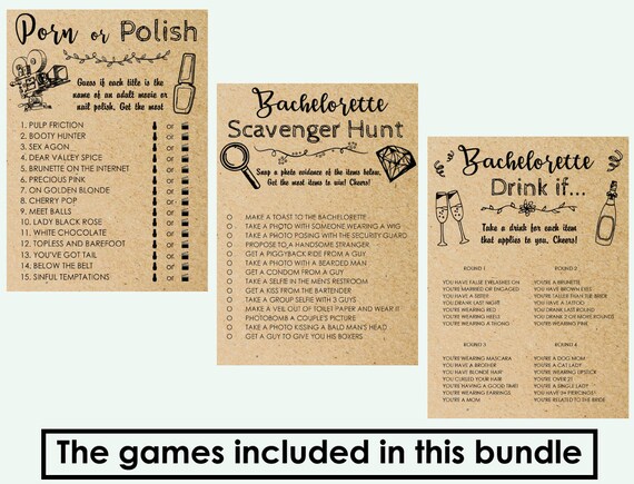 Rustic Bridal Shower Games Package, porn or polish, phone game, would they  rather, rustic Bachelorette, bridal shower games printable