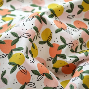 Organic Cotton Poplin Fabric (GOTS) Summer Fruits | By Poppy | white