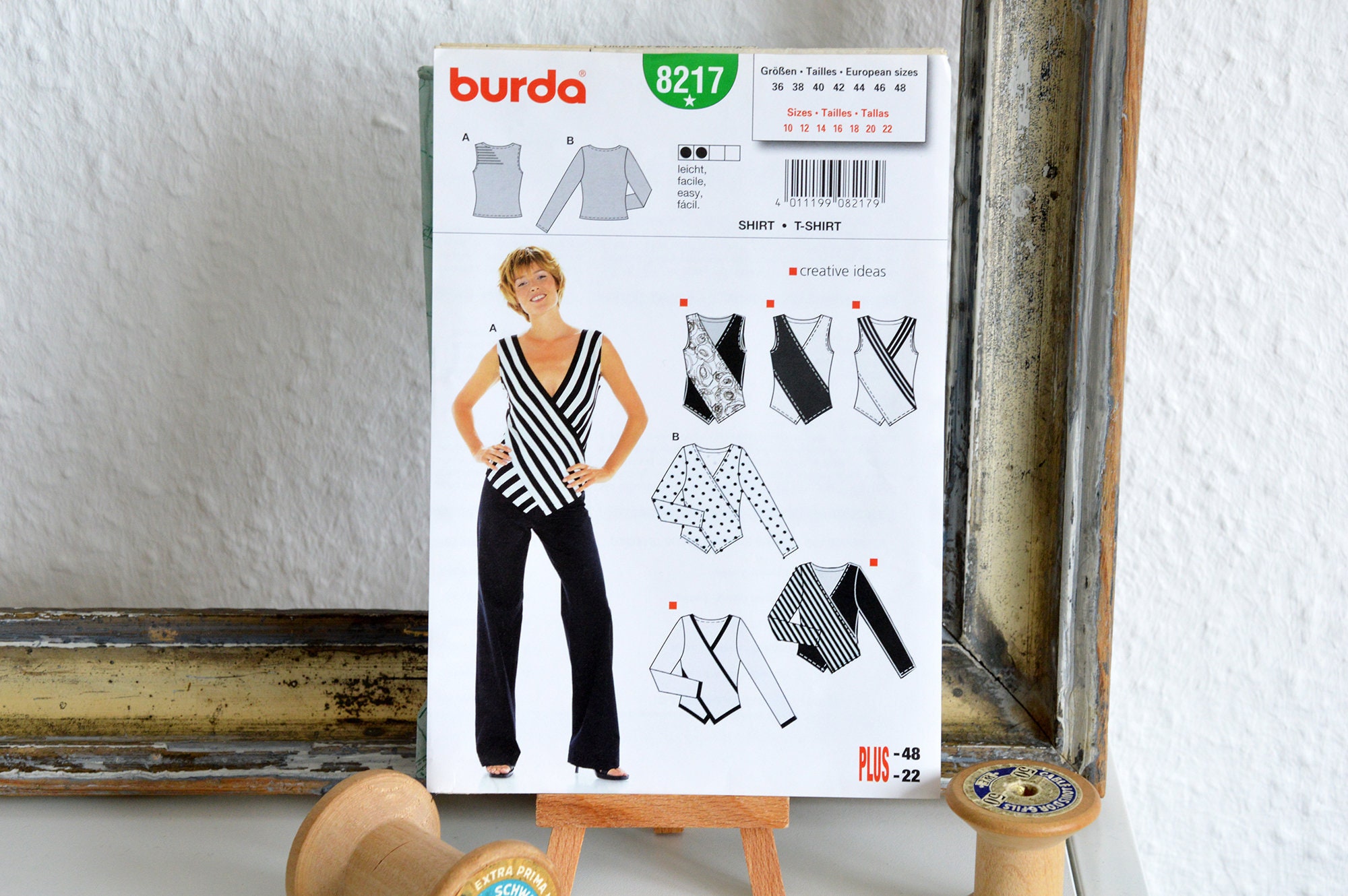 Burda Vintage Sewing Pattern 4046 Size 36-40 90's Top Wrap Top Asymmetrical Sewing