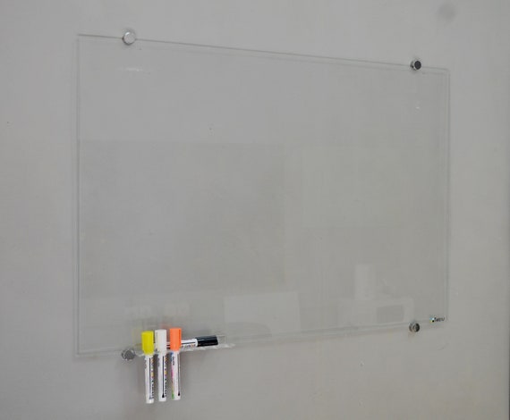 Lavagna in vetro temperato trasparente / Lavagna in vetro trasparente  cancellabile a secco / Lavagna per appunti con distanziatori -  Italia