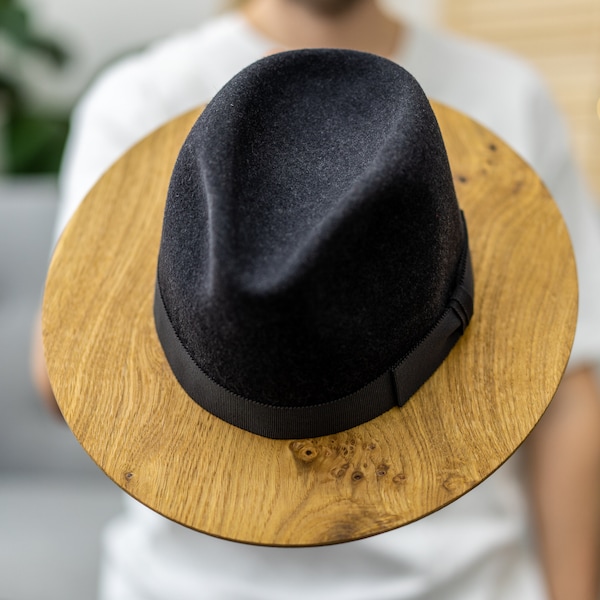 hat, hat with wooden brim, fedora for men, fedora for women, stylish hat, gift for man, gift for woman, hat