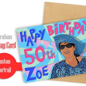 Portrait personnalisé sur la carte d’anniversaire (fr) signe d’affiche de jubilé portrait pop art numérique (fr) affiche d’anniversaire de héros