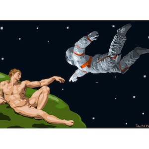 Creation of Adam. Modern version - digital painting, Ukrainian digital art instant download, Ukrainian artist, made in Ukraine