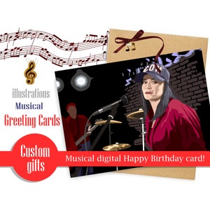 Presente Hard Rock, cartão digital musical, parabéns musical Animação Gif, cartões-presente musicais, seu retrato animado GIF + melodia
