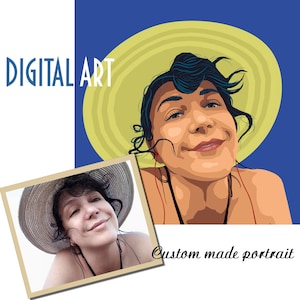 Gepersonaliseerde vectorportret, aangepaste digitale illustratie, portret van foto, op maat gemaakt kartonnen portret, op bestelling gemaakt familieportret