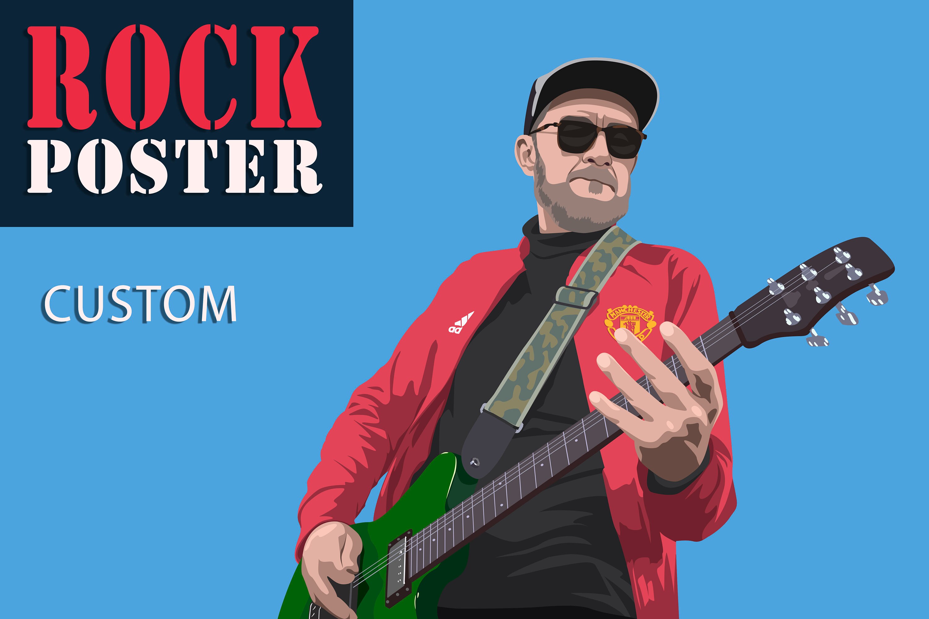 Custom Rock Poster Design, Rock Band Digital Poster, Rocker Portrait ...