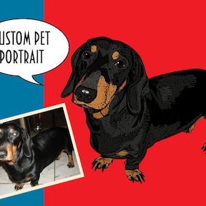 Retrato personalizado de mascotas de arte pop Retrato digital personalizado para mascotas ? Retrato personalizado para perros ? Retrato de animales ? Retrato de mascotas de dibujos animados