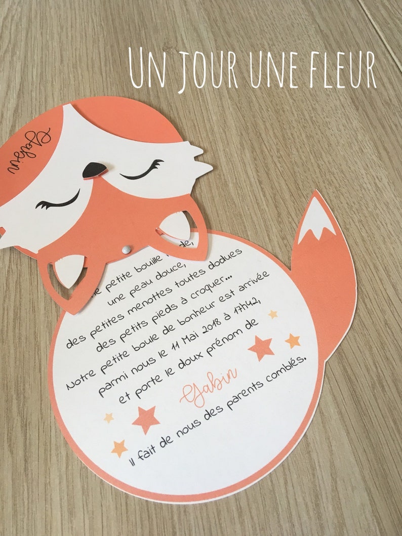 Faire part de naissance renard | Etsy France