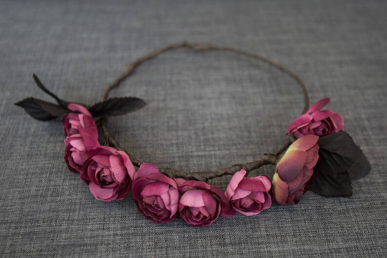 Purple and Pink Rose Flower Crown