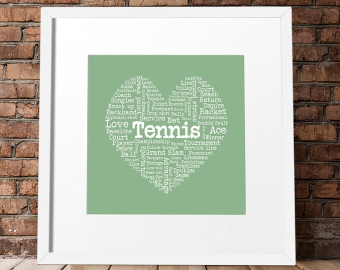 Tennis print, Tennis wall decor, Tennis player gift