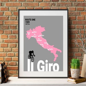 Kunstdruk fietsraceroute Italië voor fietsers en sportfans