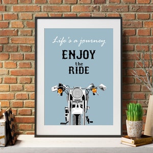 La vita è un viaggio: Wall Art ispirata alle moto - Citazioni di motociclisti per appassionati di Mancave e Harley Davidson
