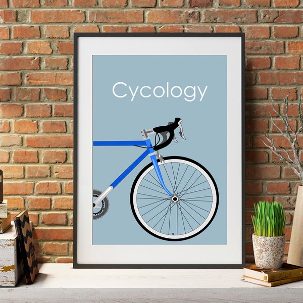 Cycling art print, Bicycle poster, Modern Bike wall decor, Gift for Cyclist