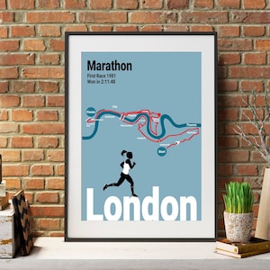 Impression artistique personnalisée de la carte du parcours du marathon de Londres pour les coureurs