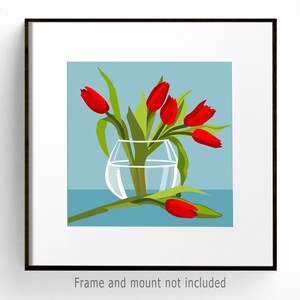 Rustikale Tulpen-Illustrations-Blumenwand-Dekor-botanische Kunst-Stillleben