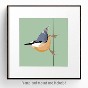 Impresión de pájaro trepador, impresión artística de pájaro pequeño, arte de pared de pájaro lindo