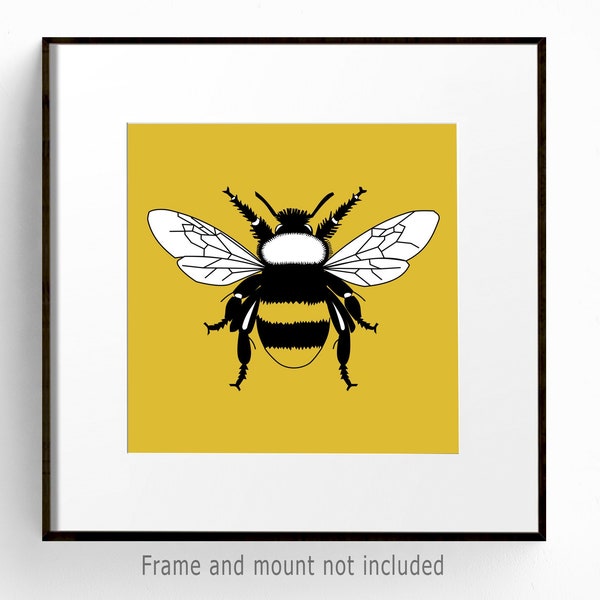 Bumble Bee print, Bee wall art