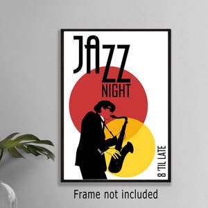 Vibrant Jazz Saxophone Wall Art Print: Music Lover&#39;s Decor for Home, Studio, or Club