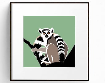 Lemur print, Madagascar art