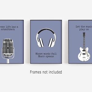 Set di 3 citazioni musicali sulla vita, Arte murale per ragazzi adolescenti, Poster con citazioni musicali