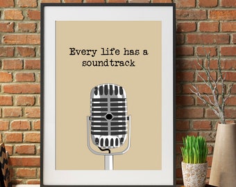 Music quote print, Retro Music poster