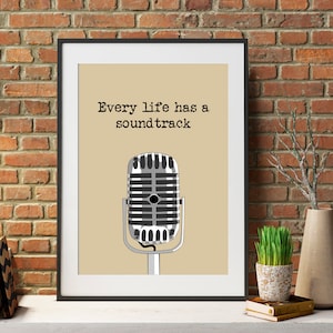Póster con cita musical retro: arte mural de inspiración vintage para habitaciones de adolescentes, regalos para músicos y decoración para cantantes.